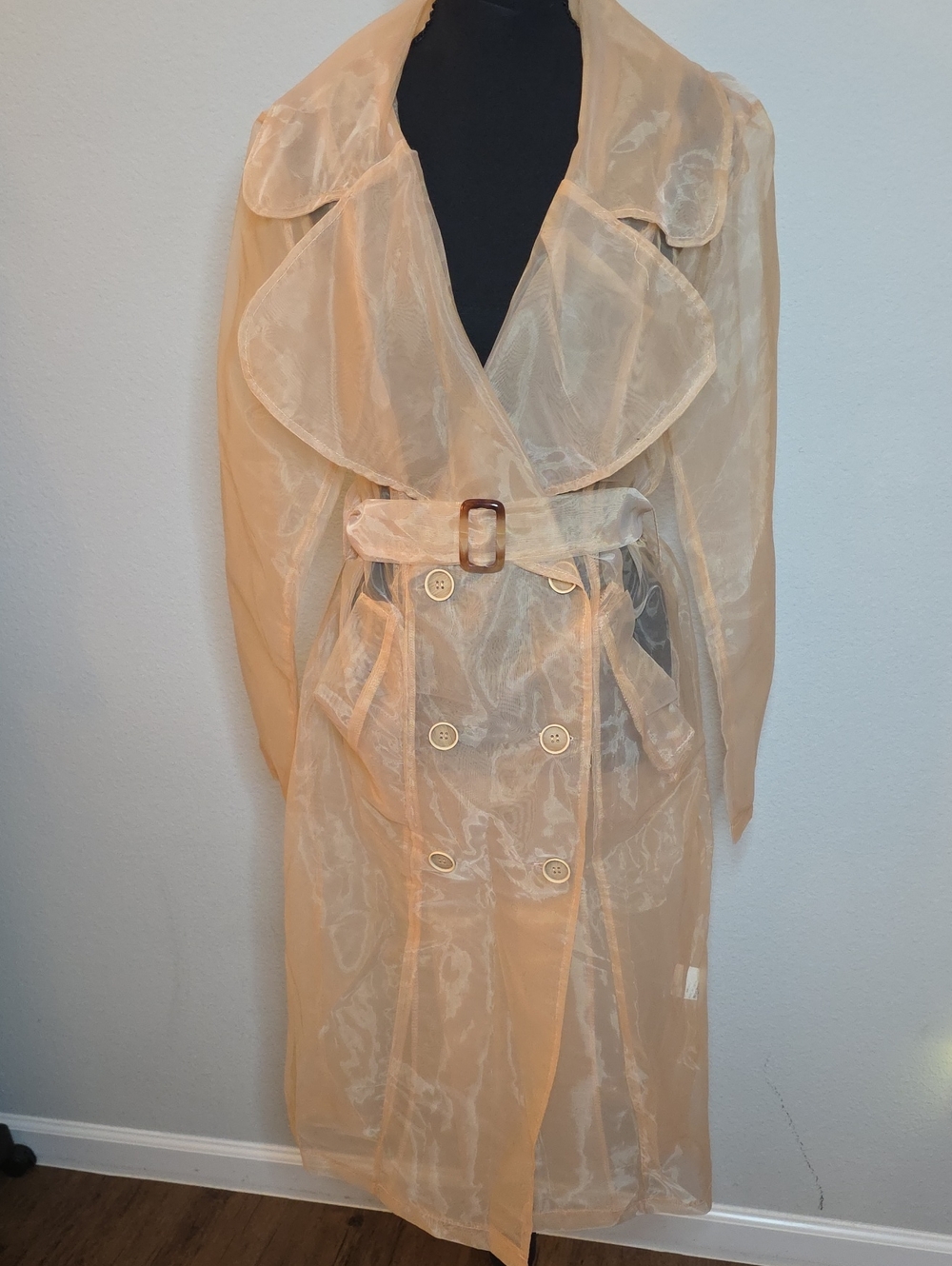 Sheer Peach Trench Coat - Lightweight Women’s Trench